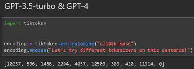 GPT-3.5-turbo and GPT-4.0 Tokenizer